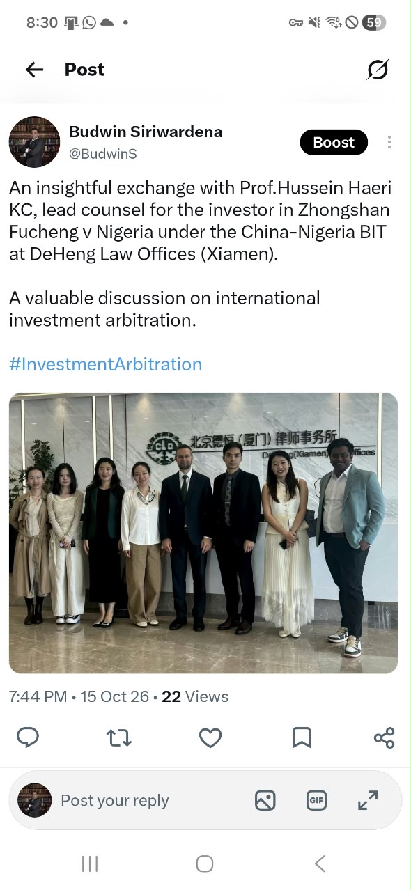 Investment arbitration discussion at DeHeng, Xiamen