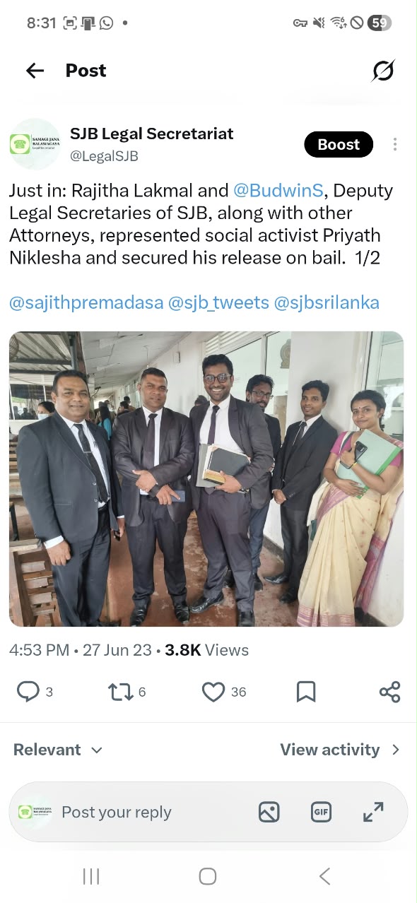 Counsel-team appearance for Priyath Niklesha